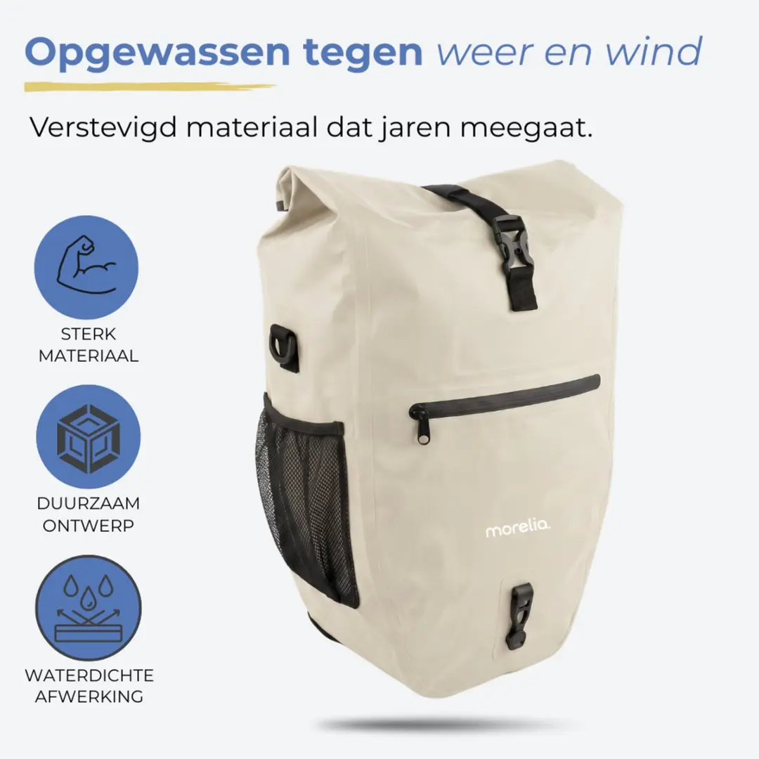 Morelia Fietstas 30L - Beige - Waterdicht