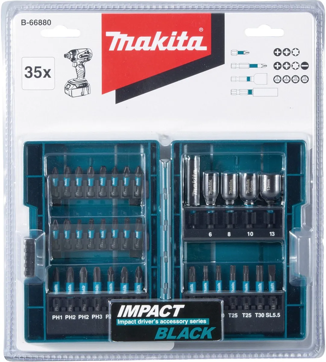 Makita Boorset B-66880 - 35-delig - Magnetische bithouder