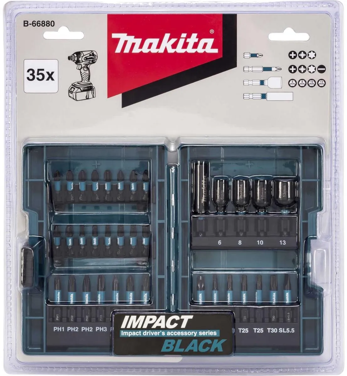 Makita Boorset B-66880 - 35-delig - Magnetische bithouder