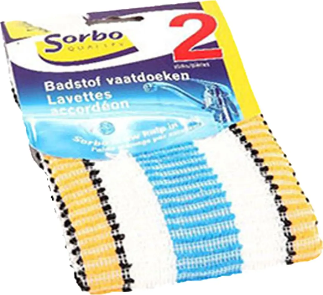 Sorbo Badstof Vaatdoek Streep 35x35cm - 2 Stuks - Rood/Wit/Blauw