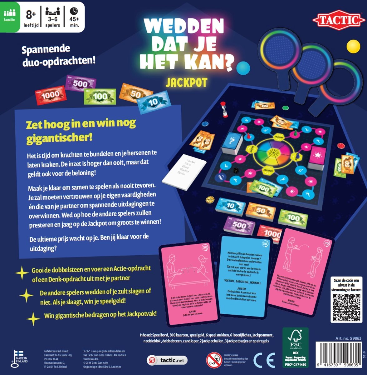 Tactic Wedden Dat Je Het Kan? Jackpot – Bordspel – Familiespel – Partyspel – 3-6 Spelers – Vanaf 8 jaar