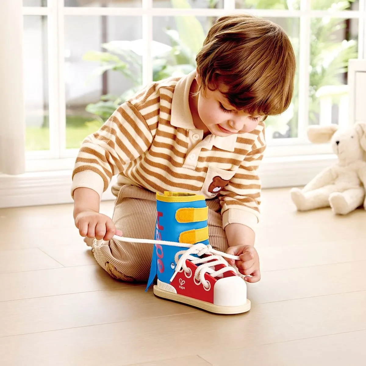 Hape Leren Veterstrikken Oefensneaker E1117 - Multicolor