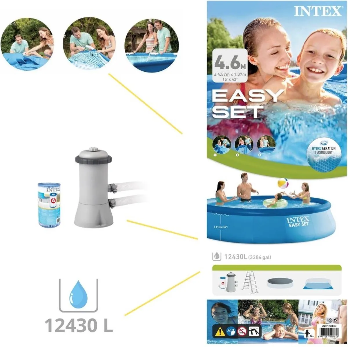 Intex Easy Set Zwembad 457x107cm - 12.430L - Blauw - MPN 26166GN