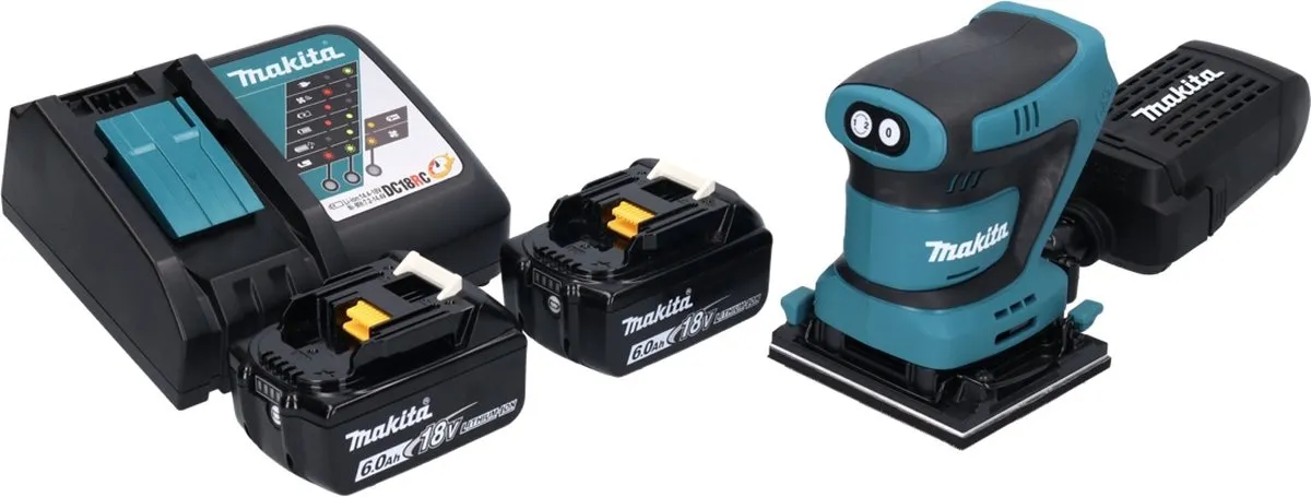 Makita DBO 480 RG Accu-Schuurmachine 18V - 2x 6,0Ah + Oplader
