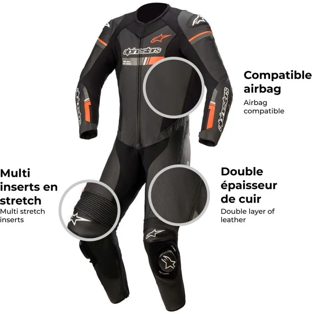 Alpinestars GP Force Chaser 1-delig Pak - Maat 50 - Zwart/Rood/Fluo