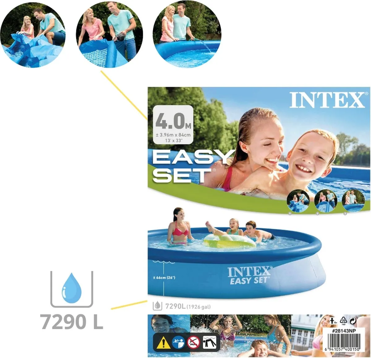 Intex Easy Set 28143NP Opblaaszwembad 396x84cm - Blauw
