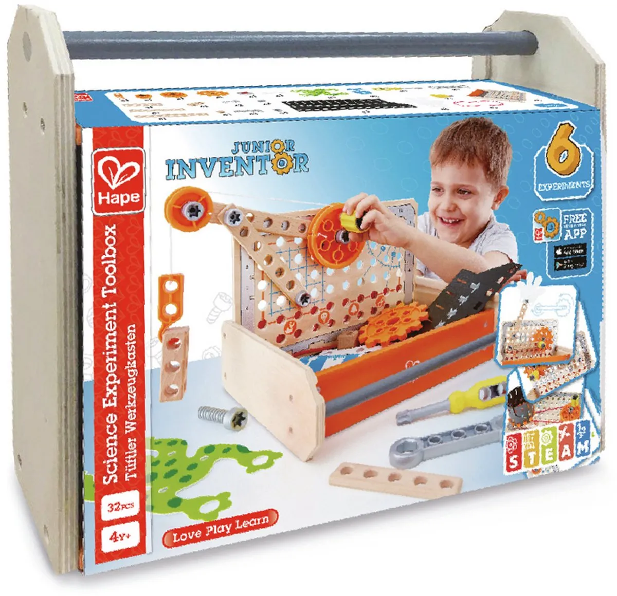 Hape Wetenschappelijke Experimenten E3029 Gereedschapskist - 32 Stuks - Multicolor