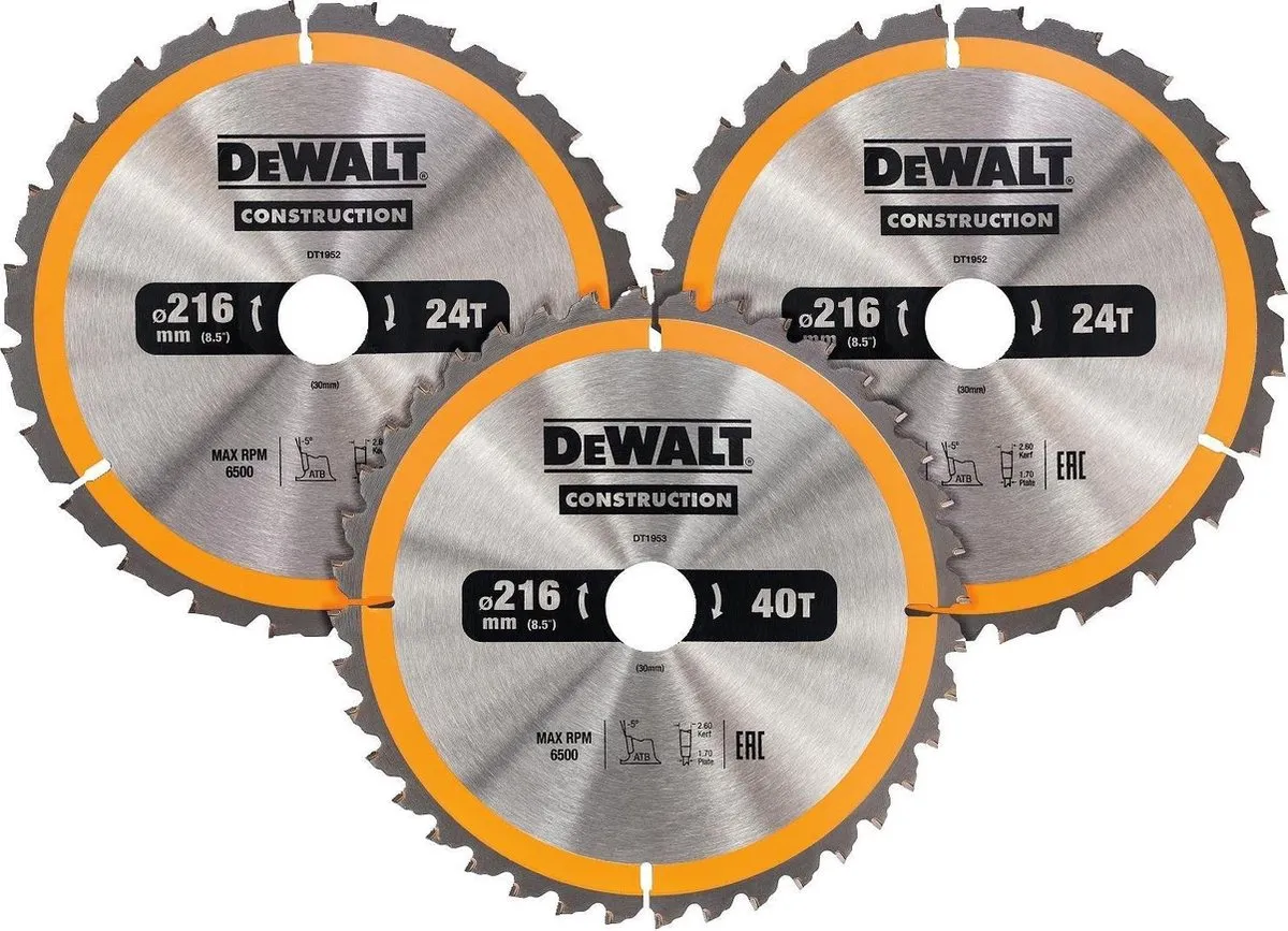 DeWalt DT1962 Cirkelzaagbladen Set 216mm - 3 Stuks