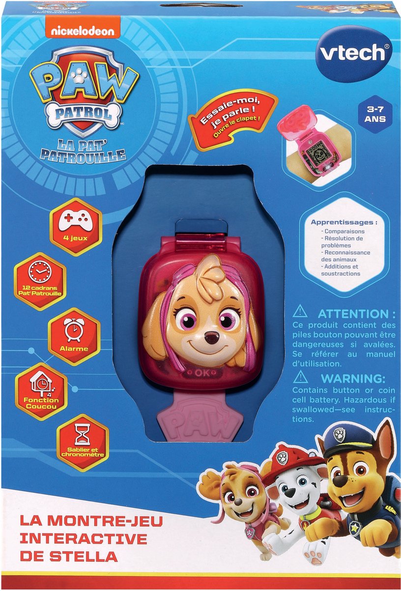 VTech Jouets Electroniques Educatifs PAT PATROUILLE - LA MONTRE-JEU INTERACTIVE DE STELLA (REFRESH 3D)