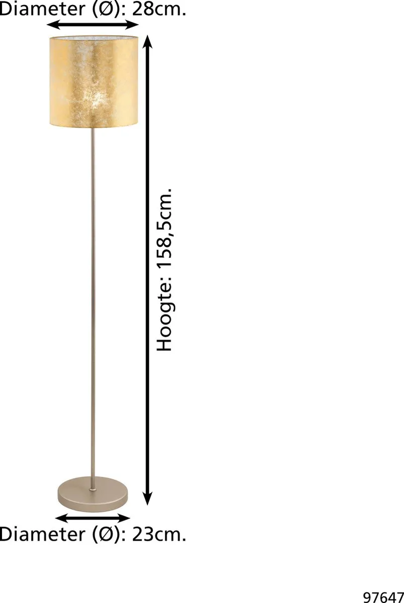 Eglo 97647 Tafellamp Goud - 60W E27 - afbeelding 6 van 6