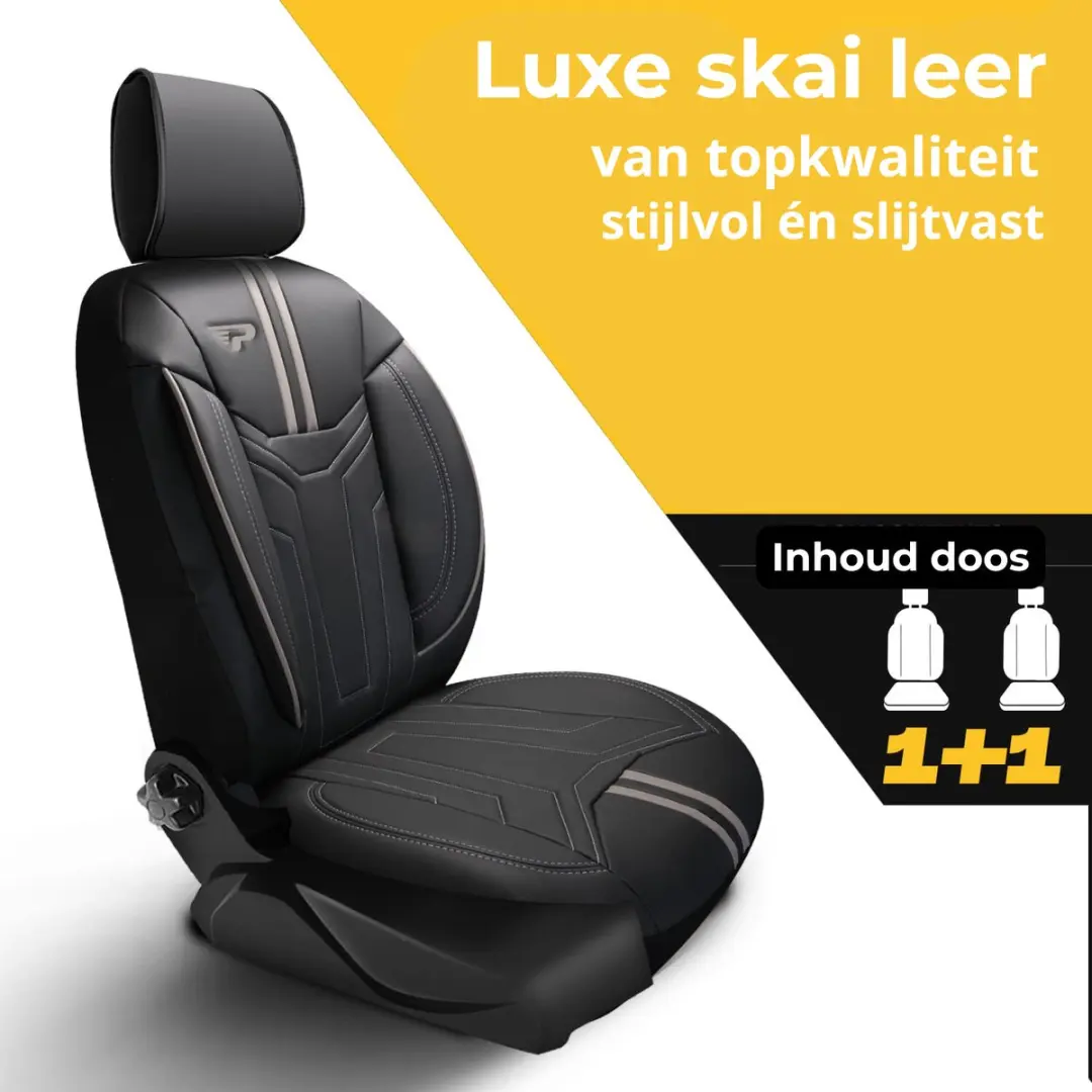 Panda Palermo Autostoelhoes - Grijs Skai Leer - 2 Stuks