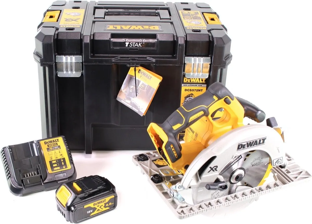 DeWalt DCS 572 M1 Handcirkelzaag 18V - 184mm - 1x 4,0Ah Accu + Oplader - afbeelding 2 van 5