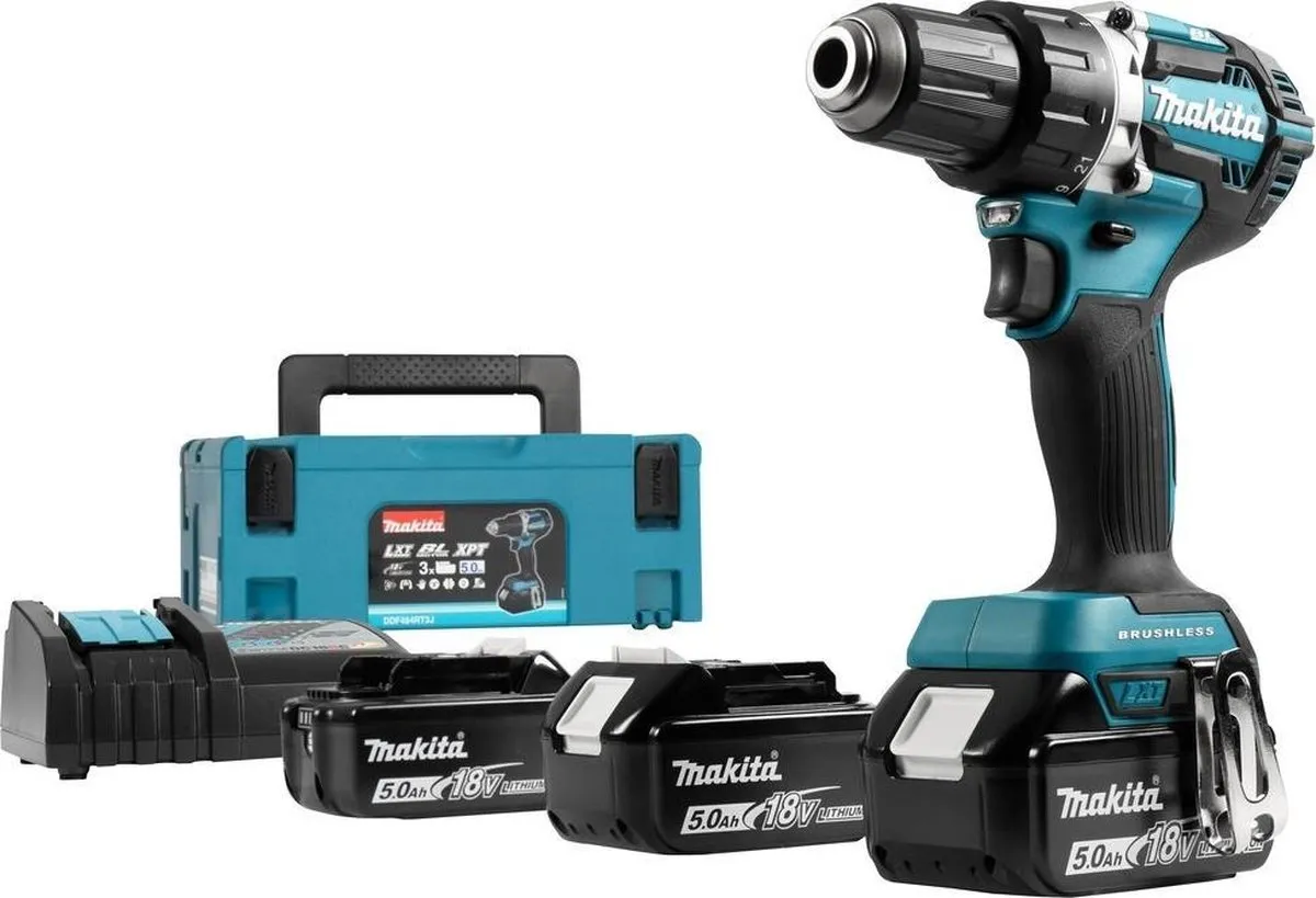 Makita DDF484RT3J Accuboor/Schroefmachine 18V - 3x 5,0Ah + Snel