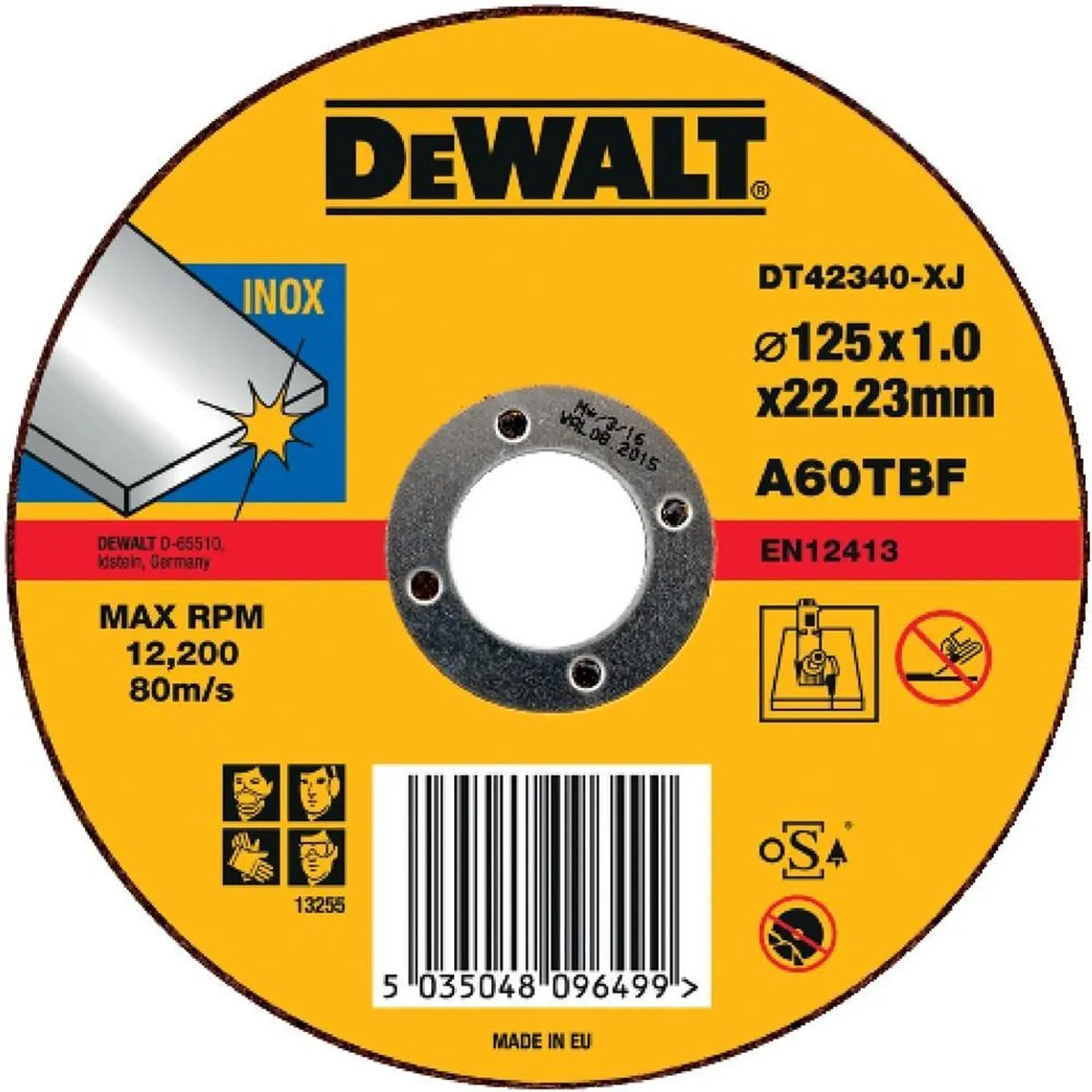 DeWalt DT42340TZ Doorslijpschijf 125mm - Inox - 10 Stuks