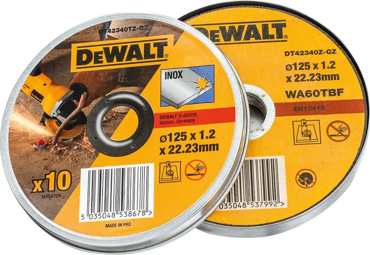 DeWalt DT42340TZ Doorslijpschijf 125mm - Inox - 10 Stuks