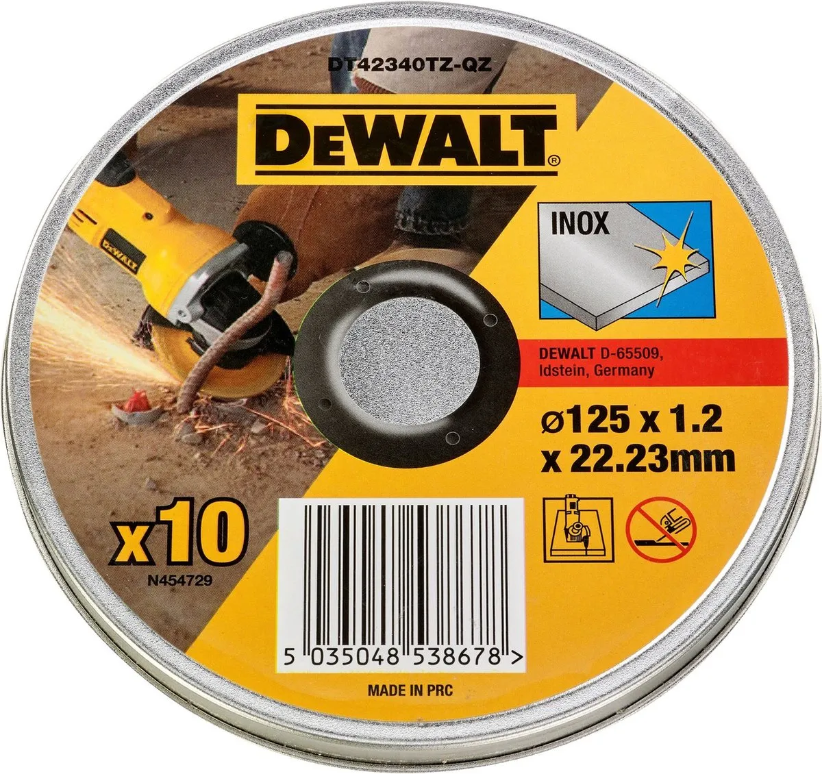 DeWalt DT42340TZ Doorslijpschijf 125mm - Inox - 10 Stuks