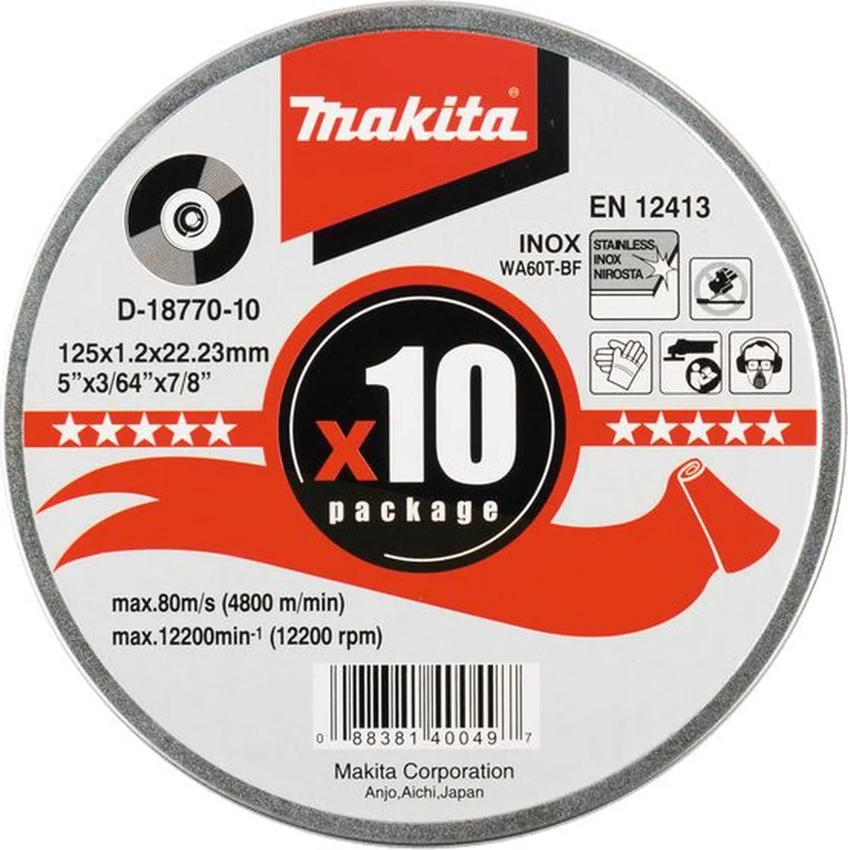Makita D-18764-10 Doorslijpschijf RVS 115mm - 10 Stuks