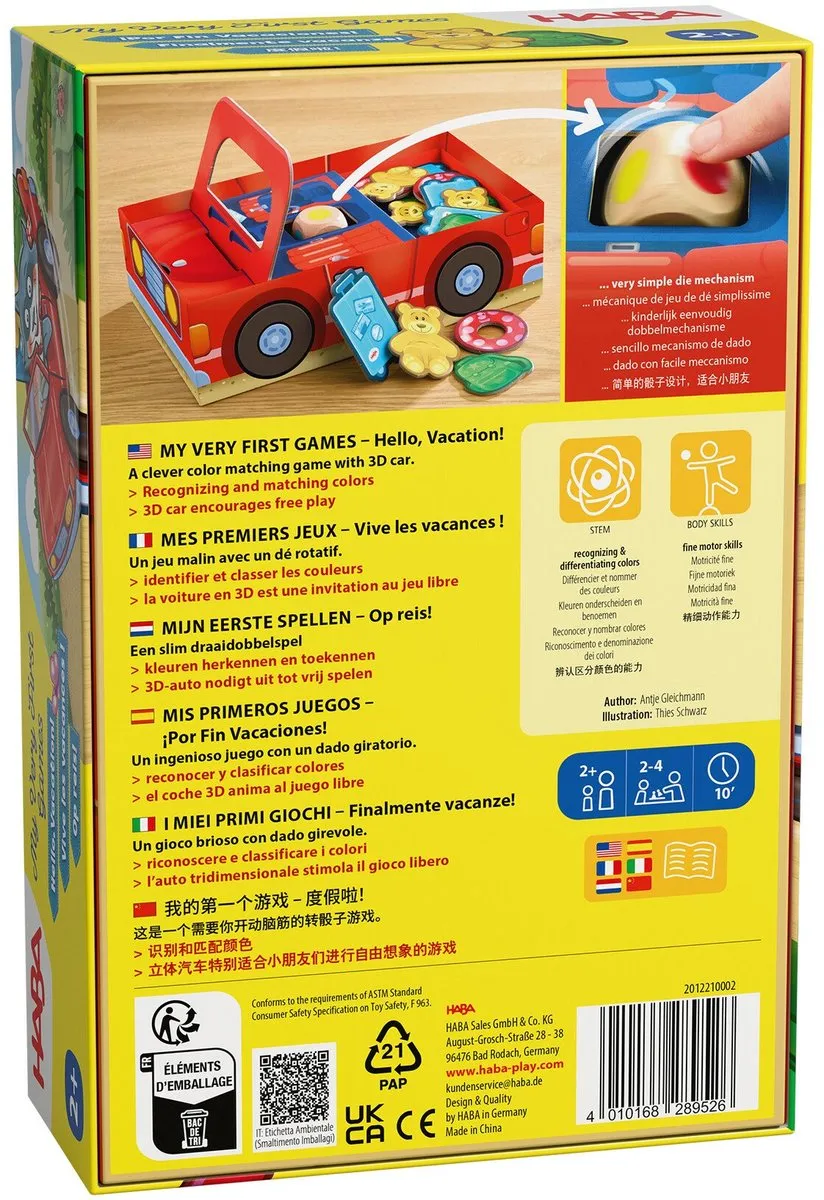 Haba Mijn Eerste Spellen Op Reis! Dobbelspel 3D-auto - Multicolor