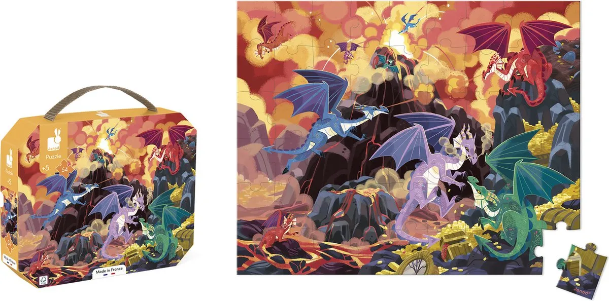 Janod Puzzel Vurige Draken 54 Stuks - Puzzelkoffer