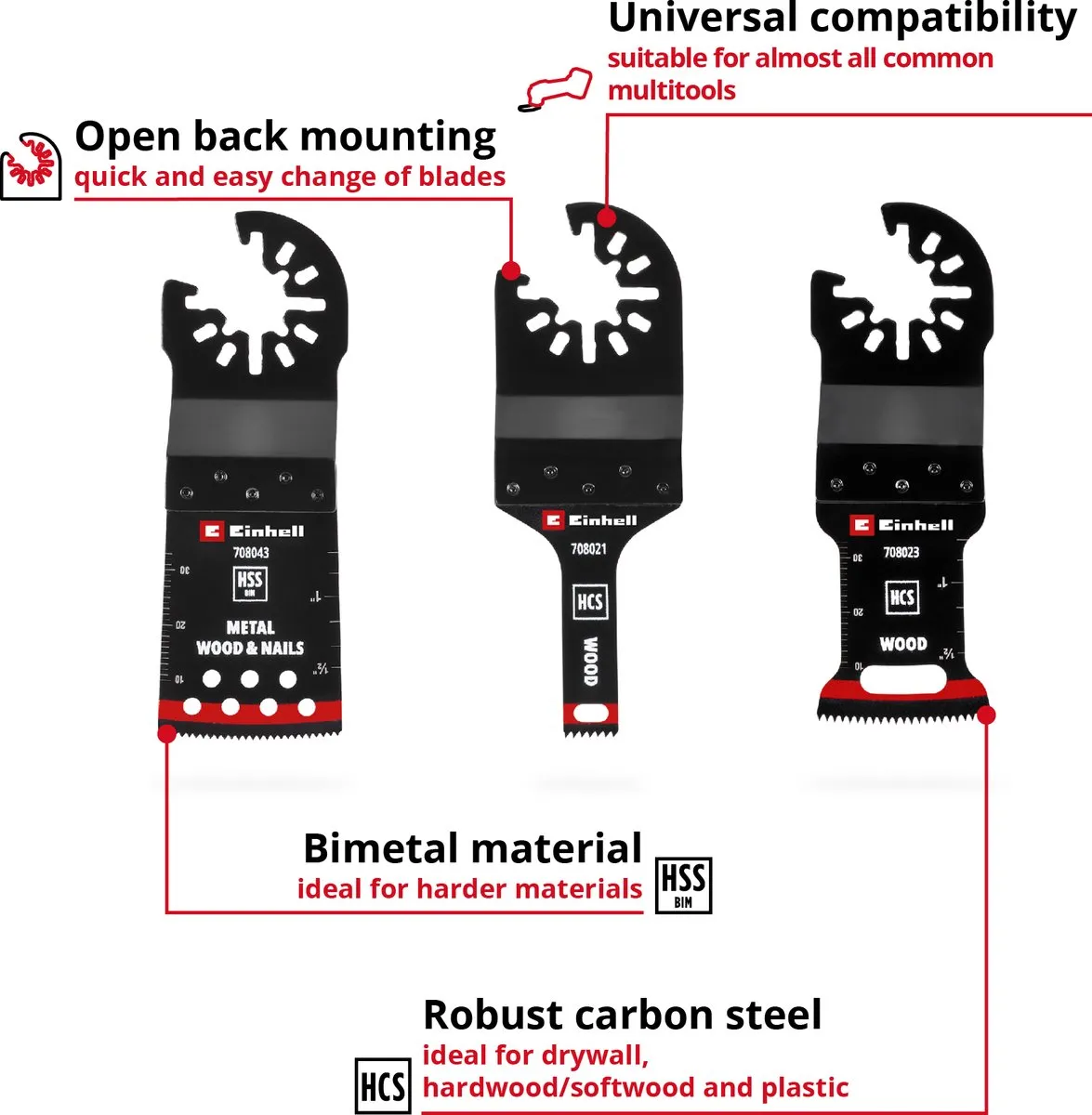 Einhell 708103 Multitool Set - 3-delig HCS Dompelzaagbladen