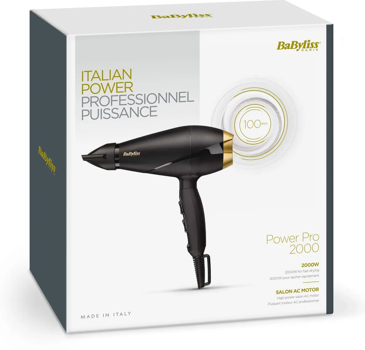 Babyliss Power Pro 2000 Föhn 6704E - 2000W - Zwart/Goud