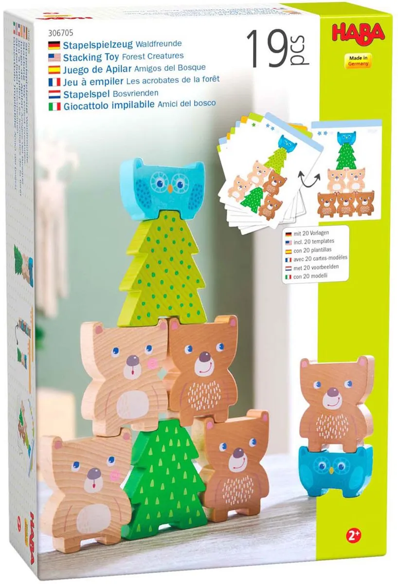 Haba Stapelspel Bosdieren 305778 - 9 Stenen Meerkleurig