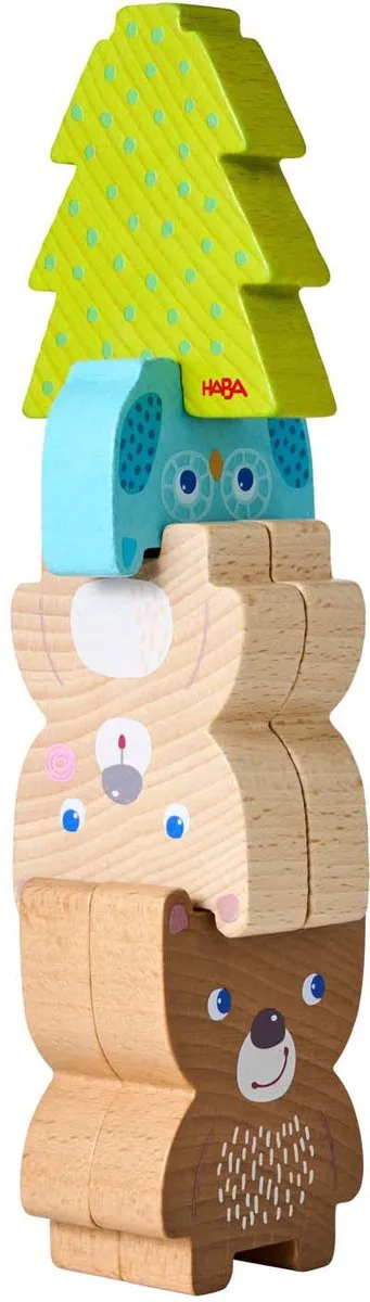 Haba Stapelspel Bosdieren 305778 - 9 Stenen Meerkleurig