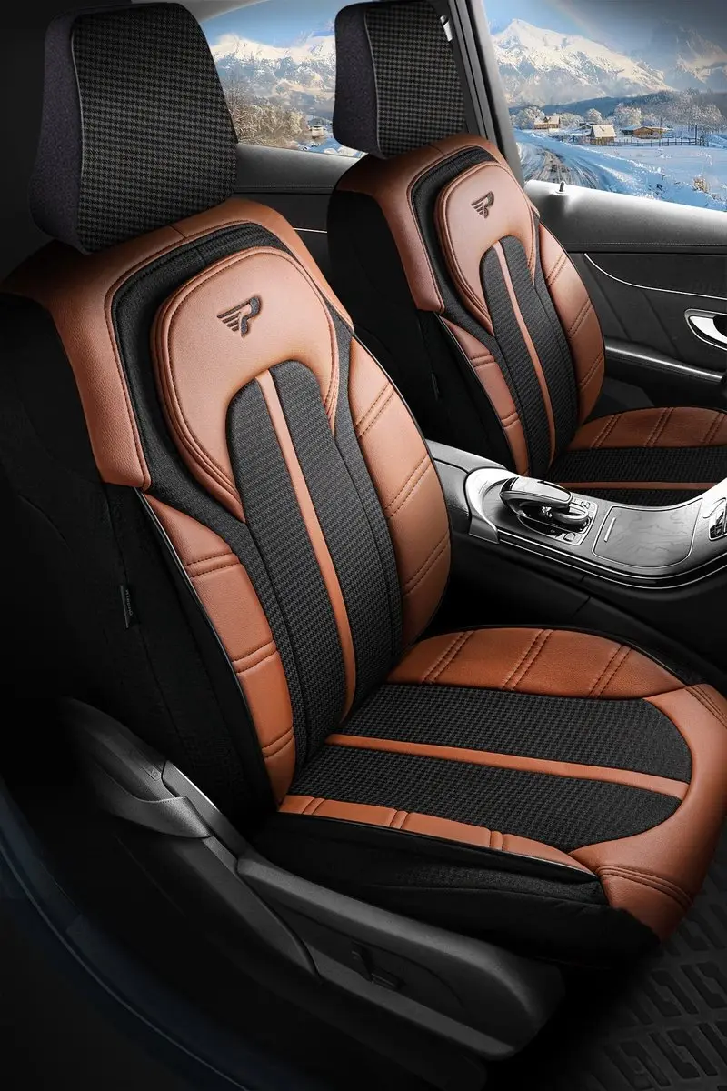 Panda Stoelhoezen SsangYong Korando 2011-2019 - Lichtbruin Pied-de-poule