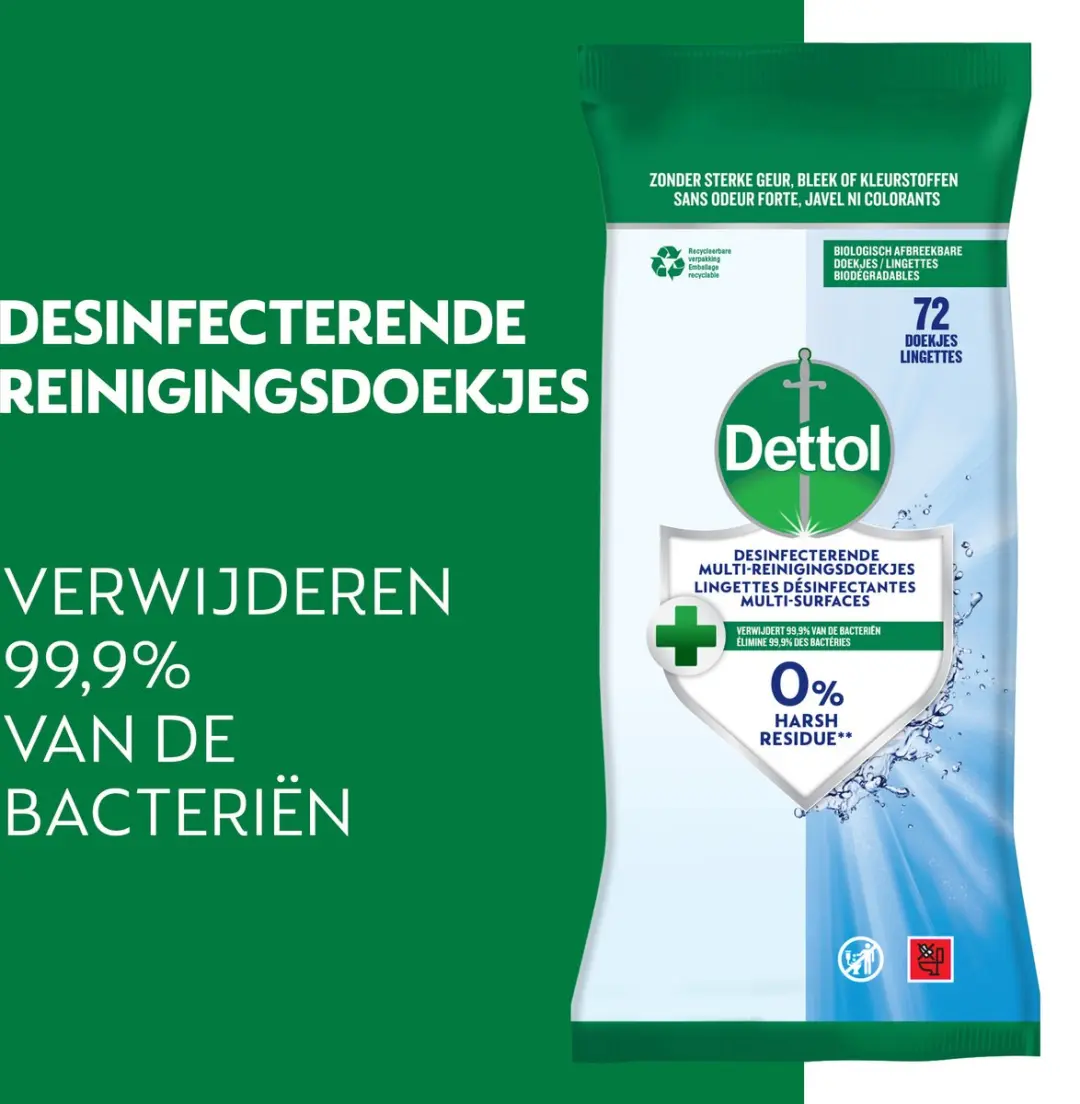 Dettol Desinfecterende Reinigingsdoekjes 72 Stuks