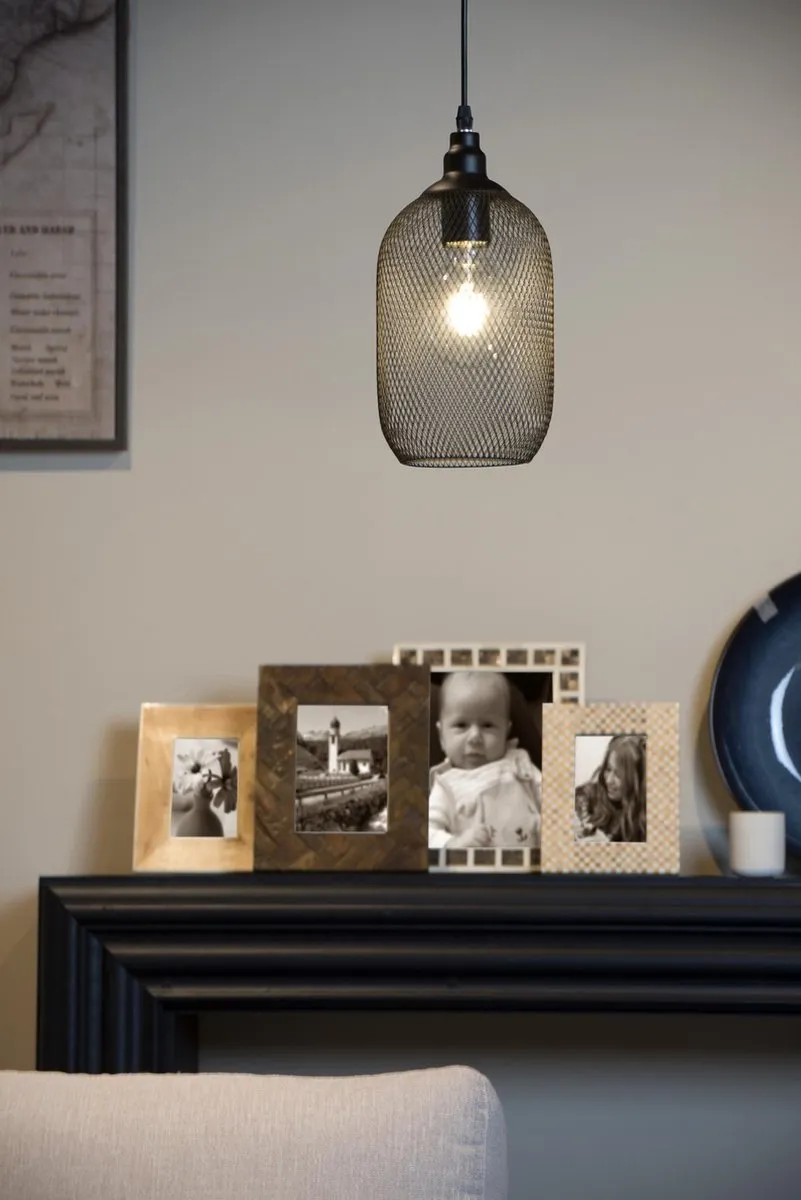 Lucide Mesh Hanglamp Ø15cm - 1xE27 - Zwart