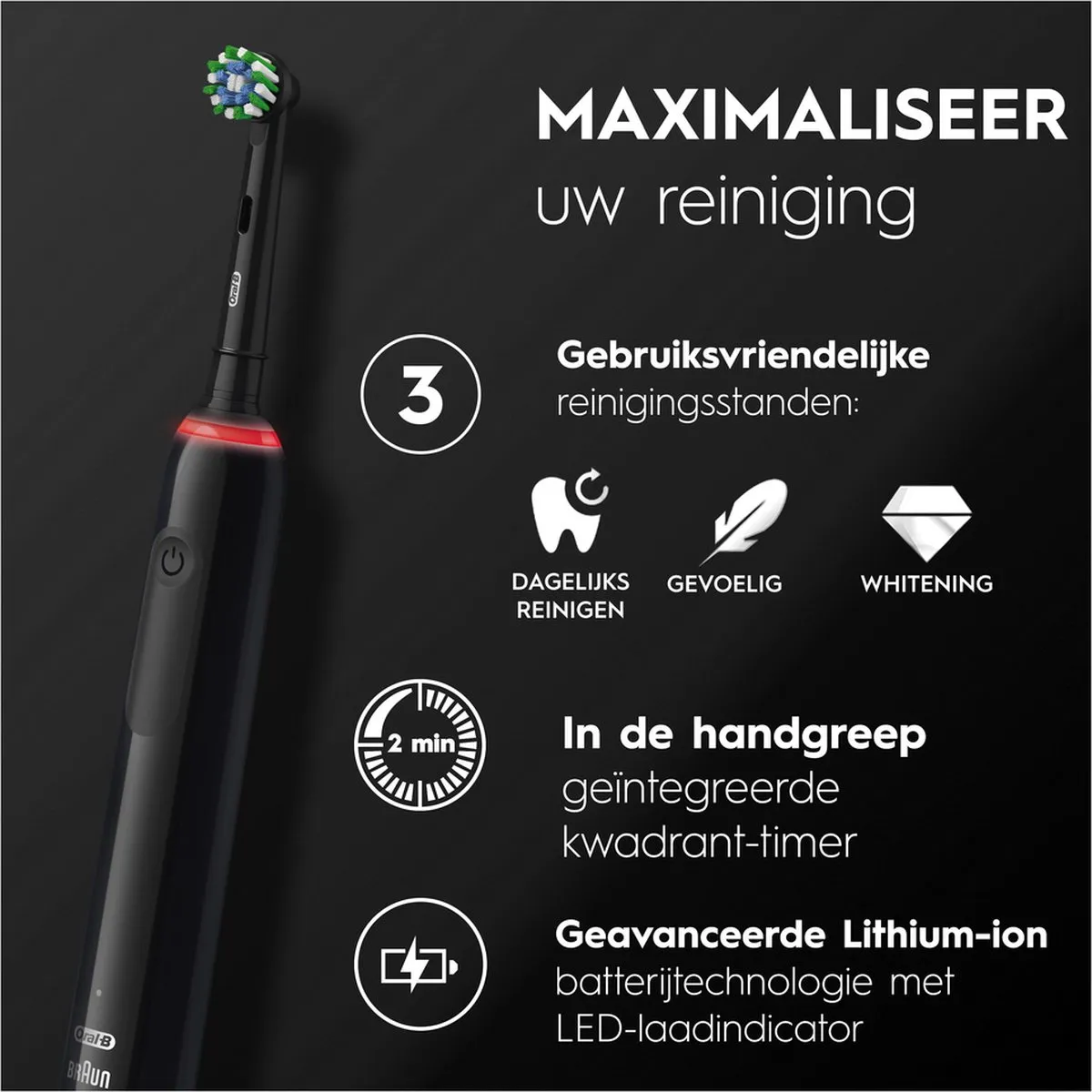 Oral-B Pro Series 3 Elektrische Tandenborstel - Zwart - afbeelding 6 van 6