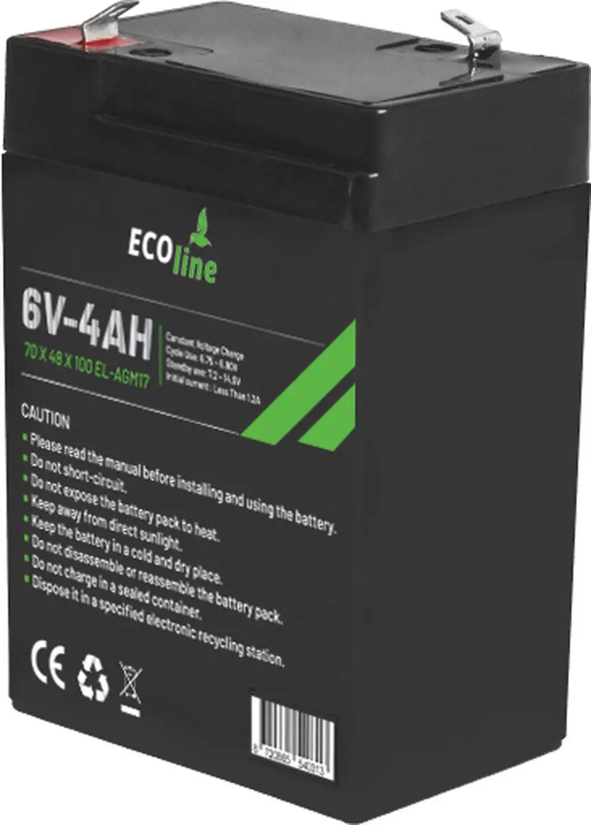 Ecoline AGM 6V 4Ah Deep Cycle Accu 4000mAh - afbeelding 6 van 6