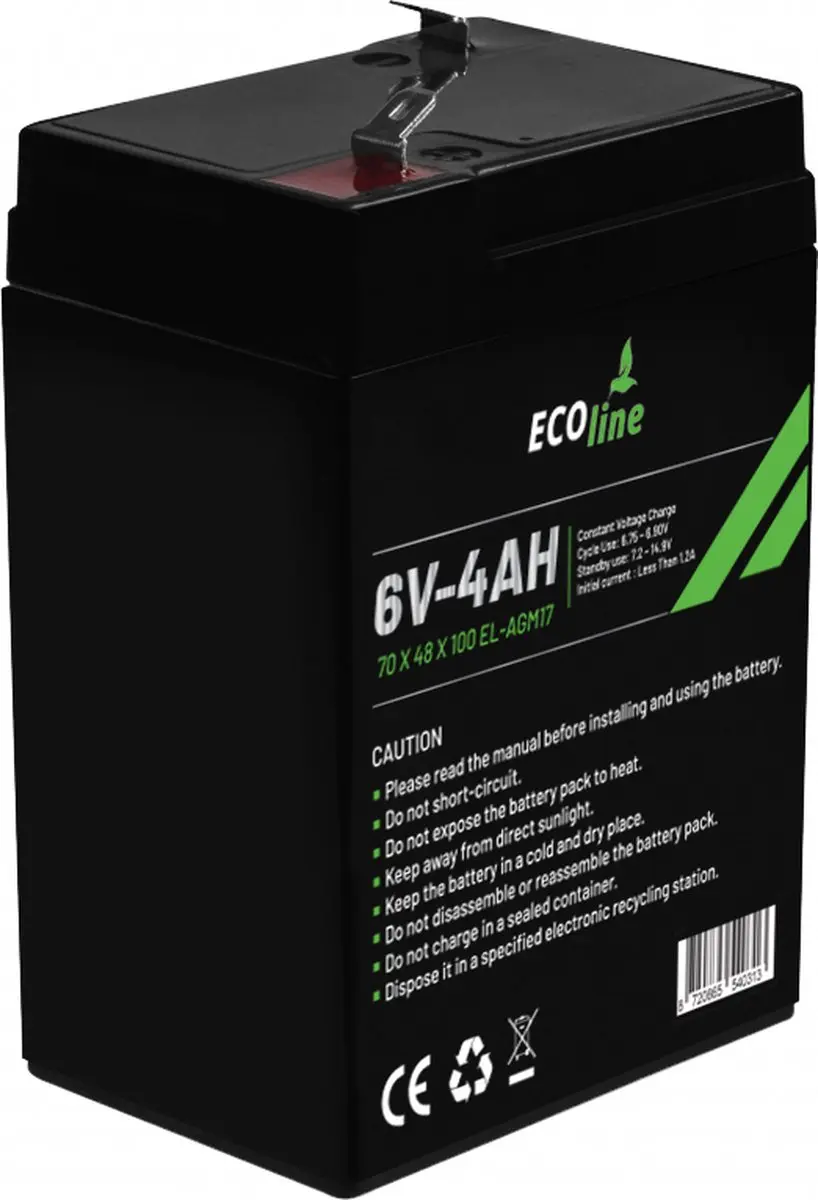 Ecoline AGM 6V 4Ah Deep Cycle Accu 4000mAh