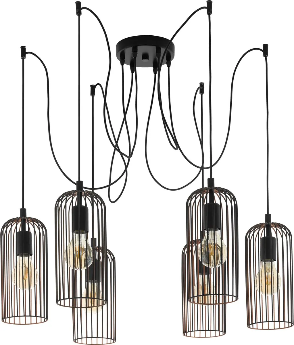 Eglo Roccamena Hanglamp 6-lichts - Zwart/Koper