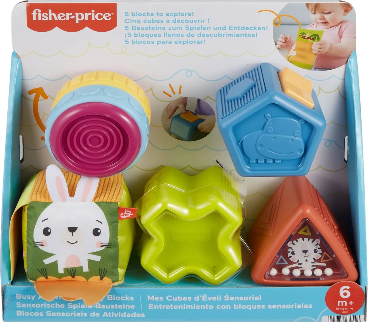 Fisher-Price Zintuiglijke Blokken HXK48 - 5 Stuks - Meerkleurig - afbeelding 4 van 6