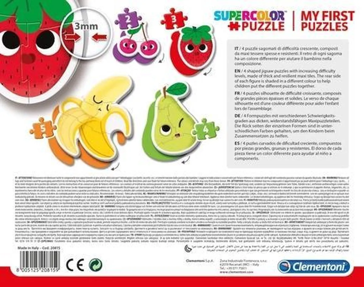 Clementoni My First Puzzles Fruit Thema 15 Stuks - 4 Puzzels