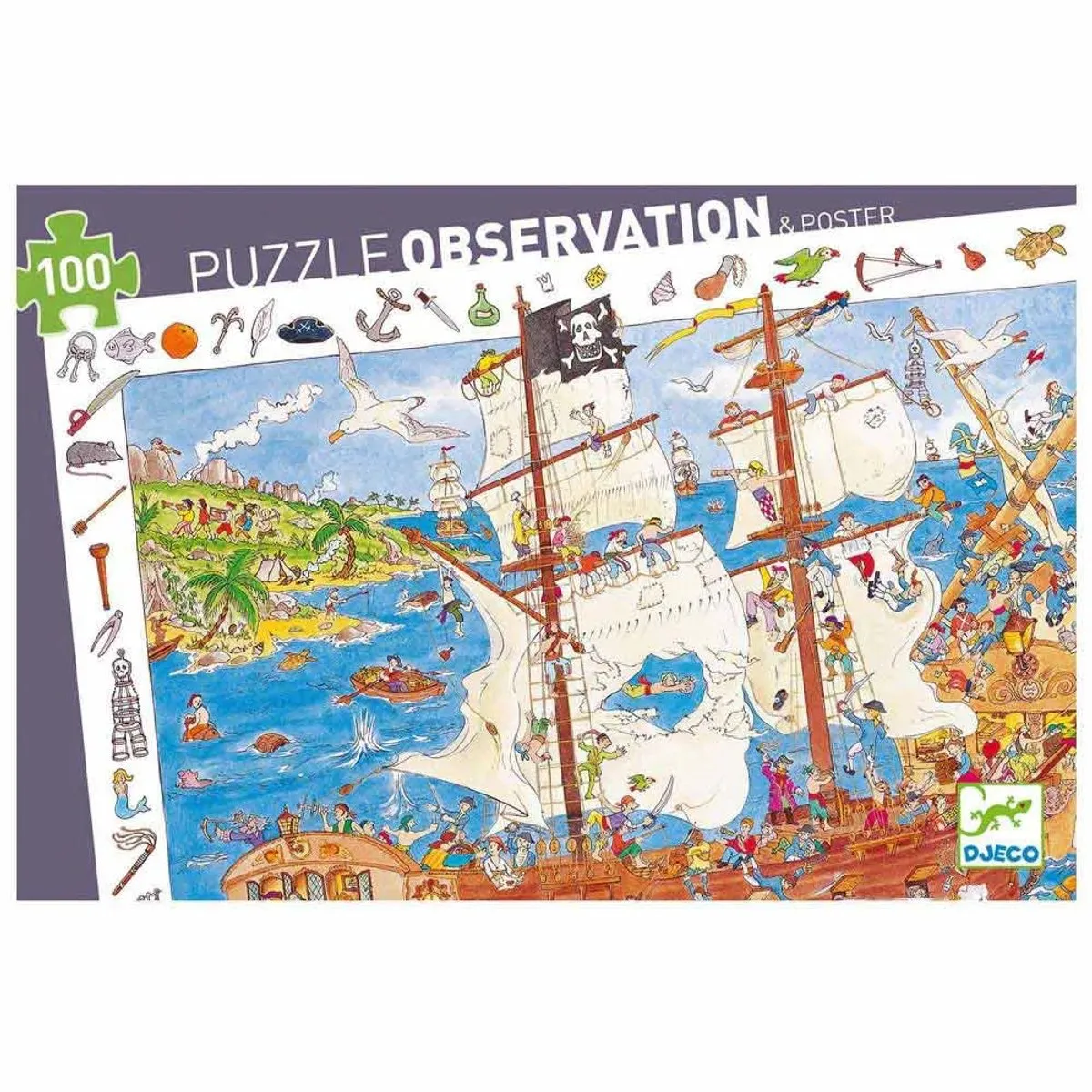 Djeco Piraten Puzzel 100 Stuks - Multicolor