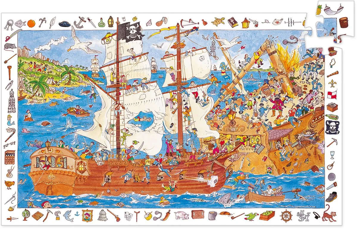 Djeco Piraten Puzzel 100 Stuks - Multicolor