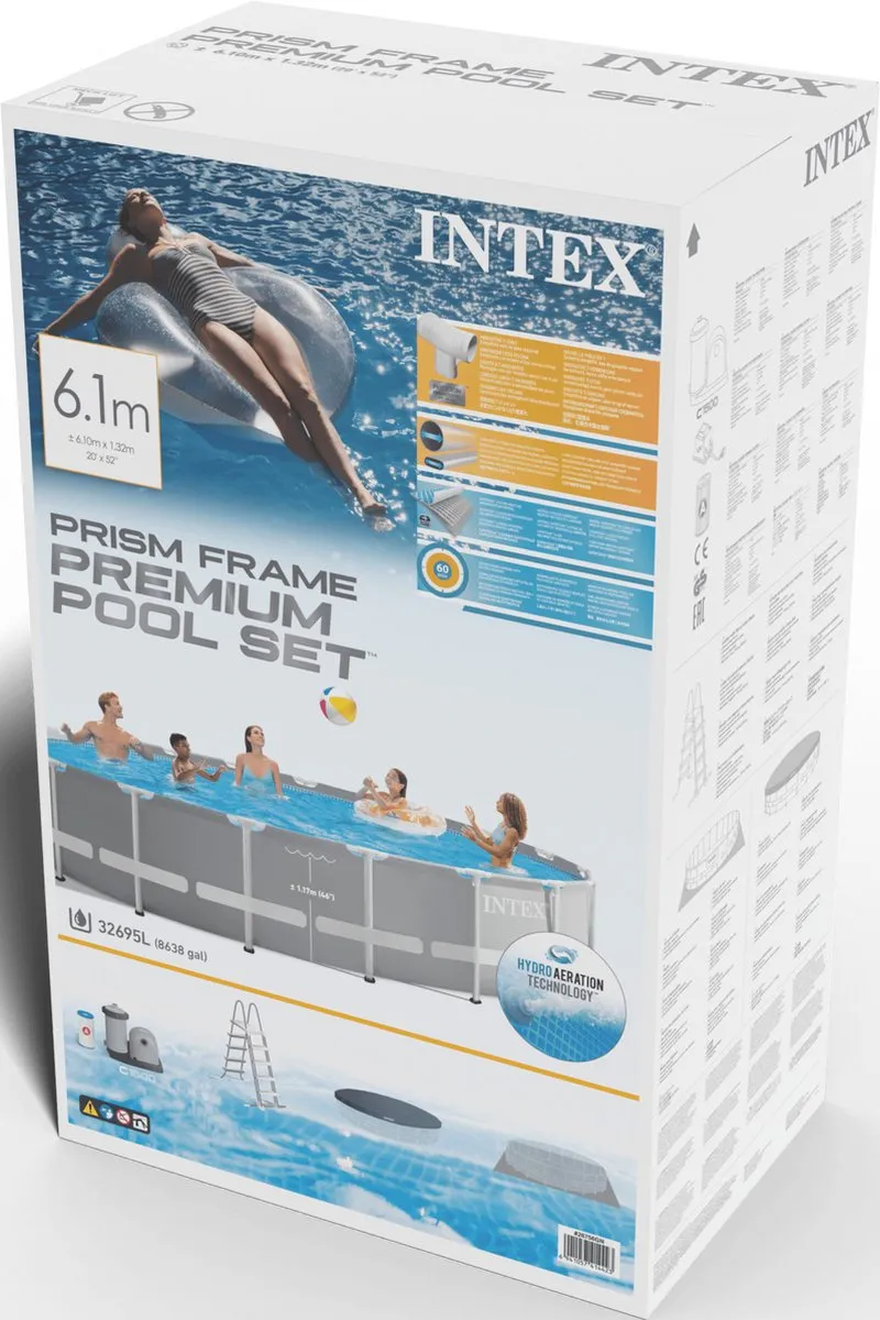 Intex Prism Frame Premium Opzetzwembad 610x132cm - 32.695L - Lichtgrijs - afbeelding 6 van 6
