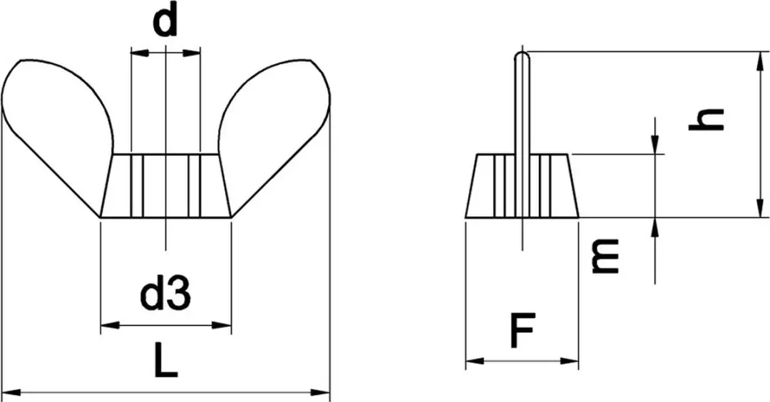 Hoenderdaal Vleugelmoer M8 DIN315 - Zilver