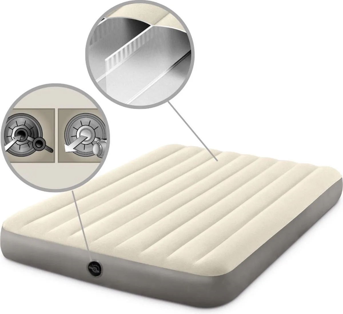 Intex Deluxe GKD Luchtbed 2 Persoons - 203x152x25cm - Beige