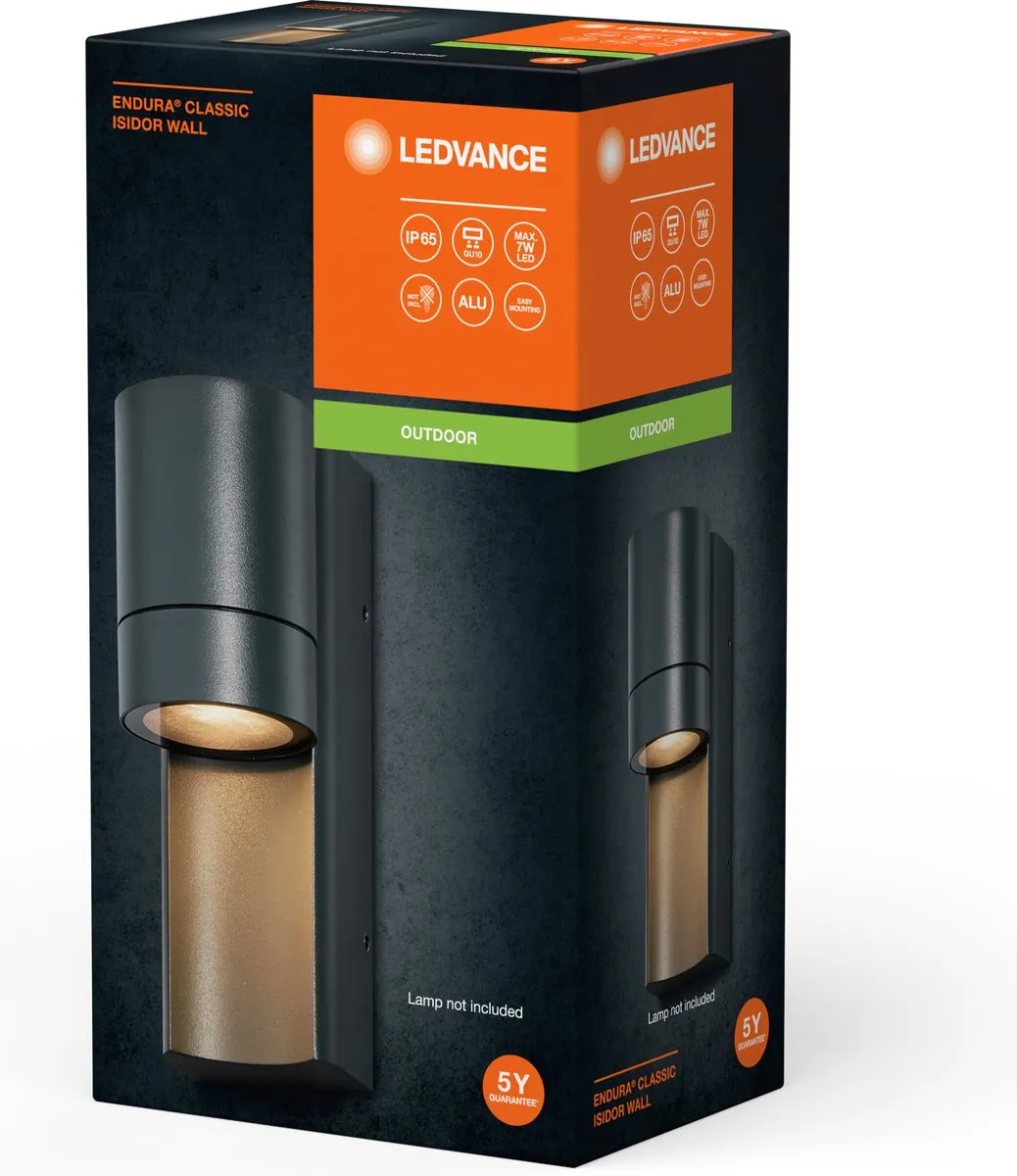 LEDVANCE Endura Classic Isidor Wandlamp GU10 - Donkergrijs - IP65 - afbeelding 6 van 6