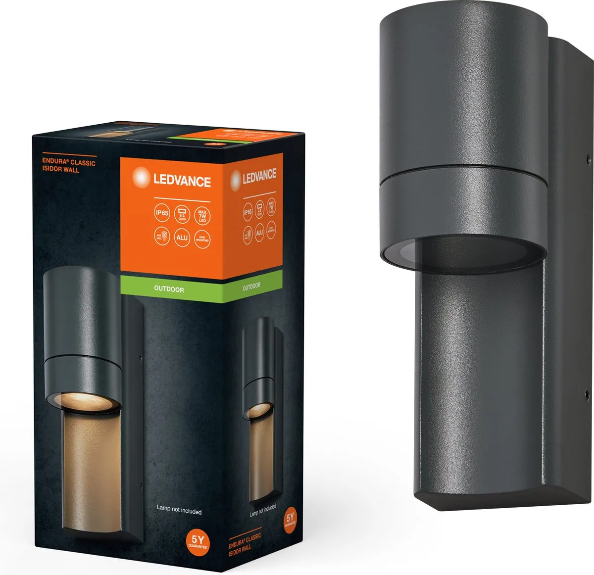 LEDVANCE Endura Classic Isidor Wandlamp GU10 - Donkergrijs - IP65