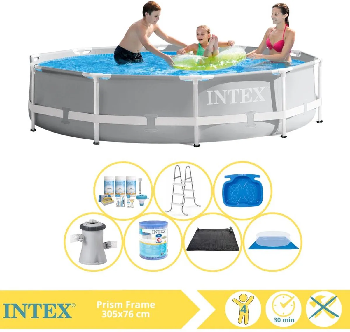 Intex Prism Frame 26712GN Opzetzwembad 366x76cm - Grijs/Wit - afbeelding 2 van 6