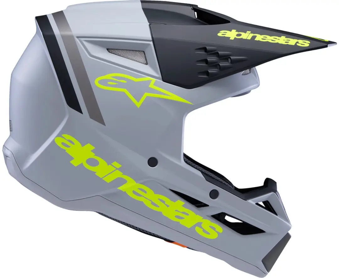 Alpinestars S-M3 Youth Offroad Helm - Mat Zwart/Grijs/Fluo Geel - afbeelding 6 van 6