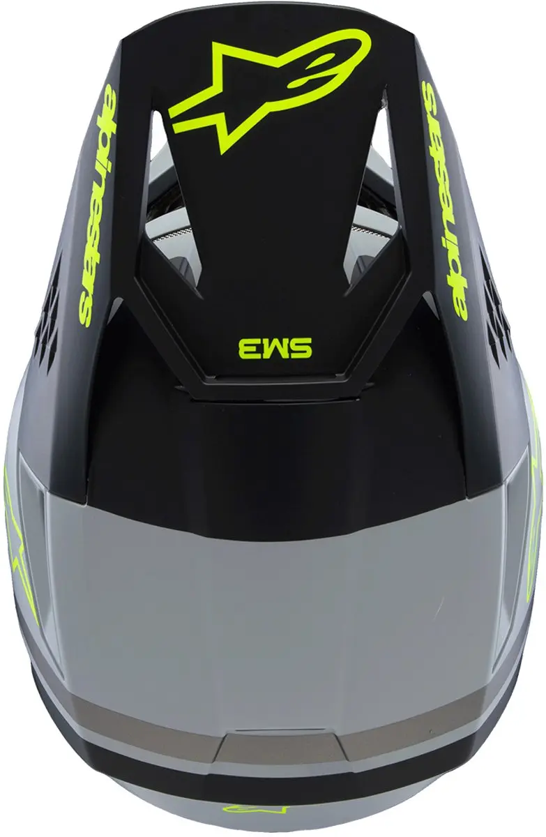 Alpinestars S-M3 Youth Offroad Helm - Mat Zwart/Grijs/Fluo Geel