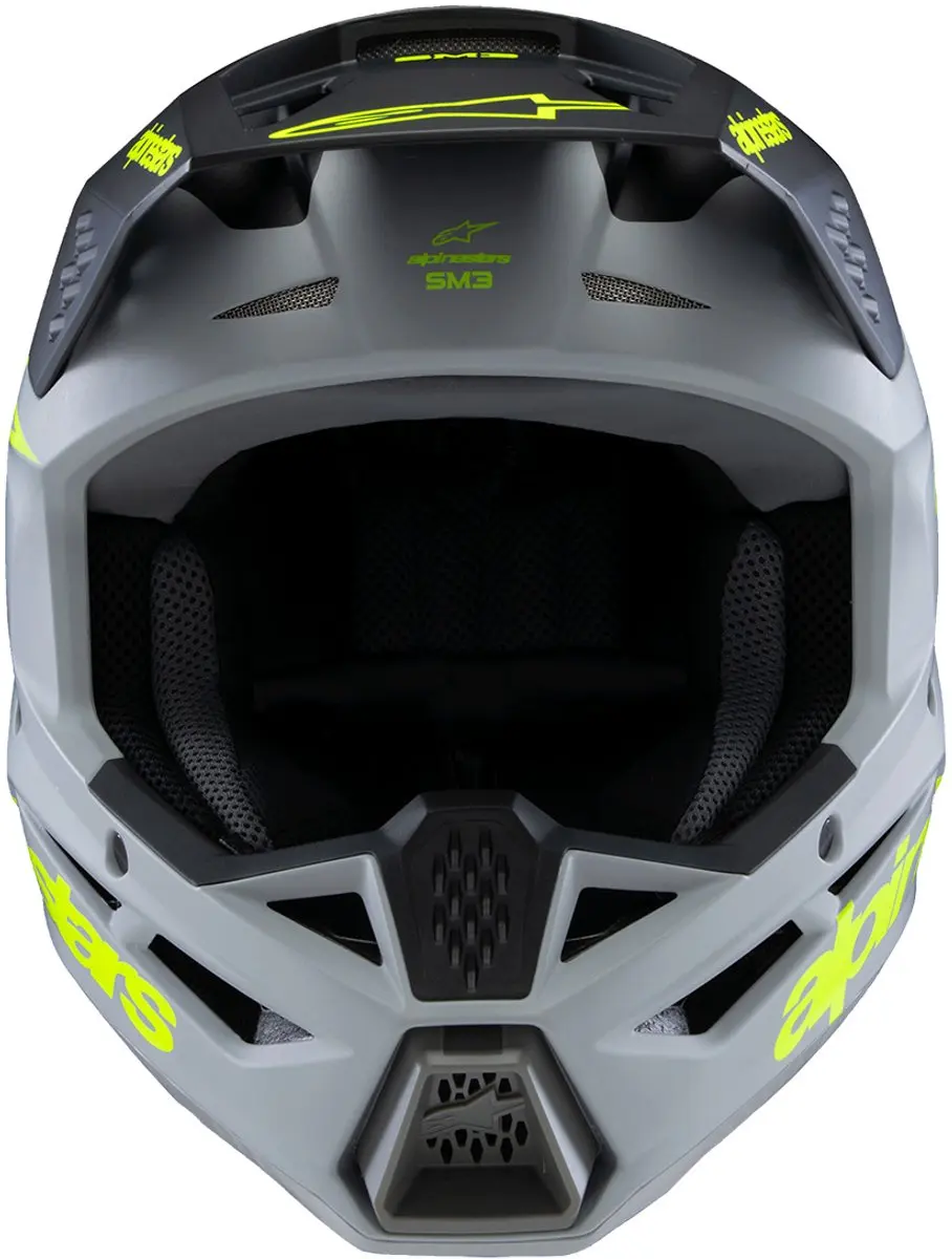 Alpinestars S-M3 Youth Offroad Helm - Mat Zwart/Grijs/Fluo Geel