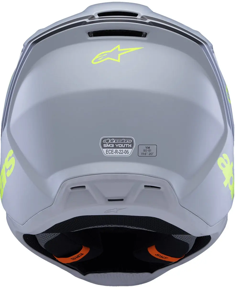 Alpinestars S-M3 Youth Offroad Helm - Mat Zwart/Grijs/Fluo Geel