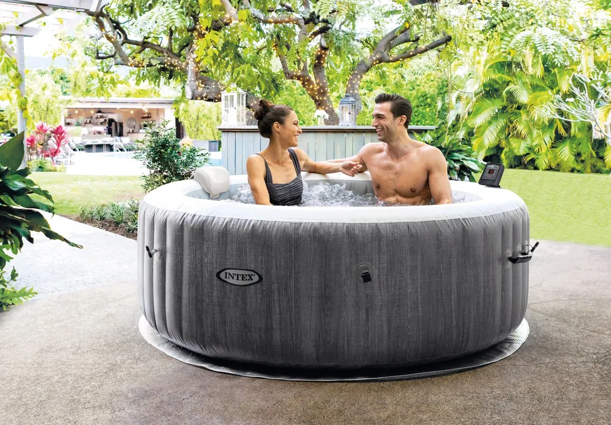Intex PureSpa Greywood Deluxe Bubble Massage Set 4-persoons - Ø196x71cm