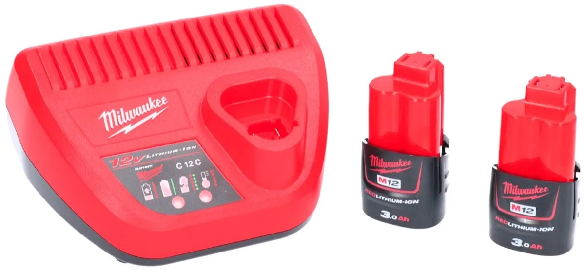 Milwaukee M12 NRG-302 NRG Pack 2x Accu 3.0Ah + C12C Lader